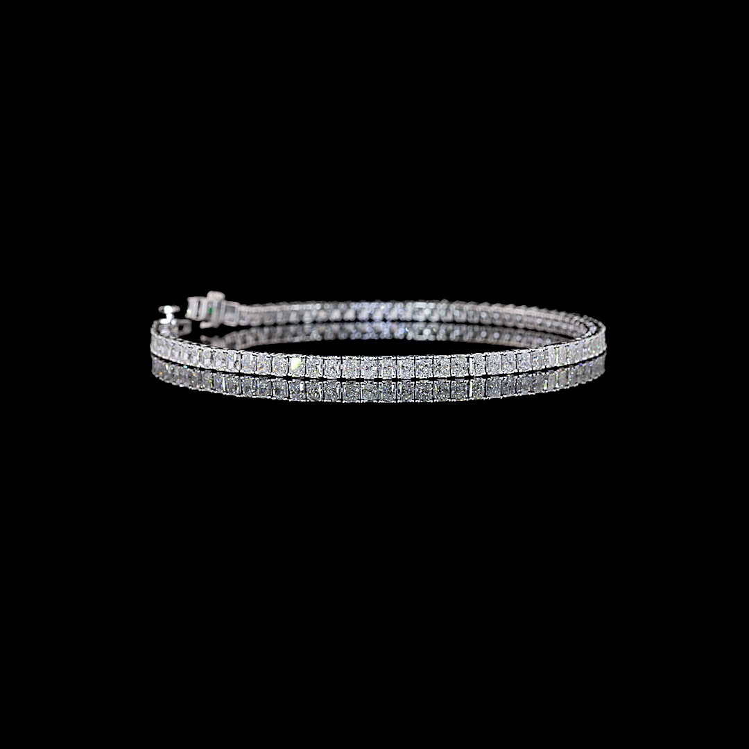 Lab-Grown Radiant Diamond Tennis Bracelet — Prong, East West — 5.05 ct 14K WHITE GOLD — Laura Milman New York