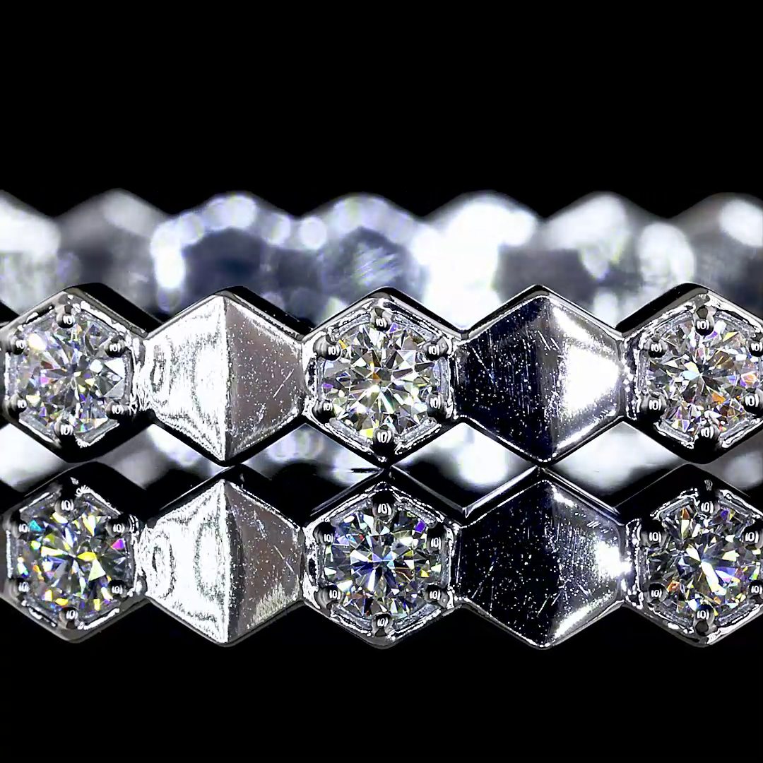 Lab-Grown Round Diamond Bangles Bracelet — Bezel Prong — 0.91 ct 14K WHITE GOLD — Laura Milman New York