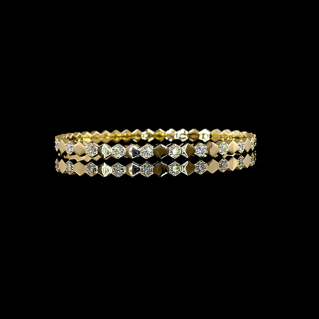 Lab-Grown Round Diamond Bangles Bracelet —  — 0.91 ct 14K YELLOW GOLD — Laura Milman New York