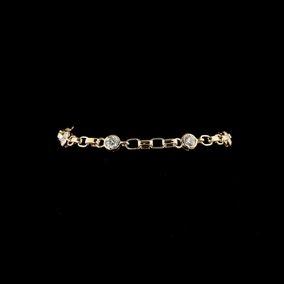 Lab-Grown Round Diamond Station Bracelet — Bezel — 2.09 ct 14K YELLOW GOLD — Laura Milman New York