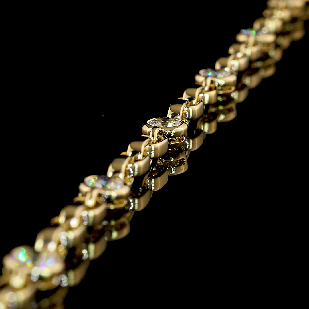 Lab-Grown Round Diamond Station Bracelet — Bezel — 2.09 ct 14K YELLOW GOLD — Laura Milman New York