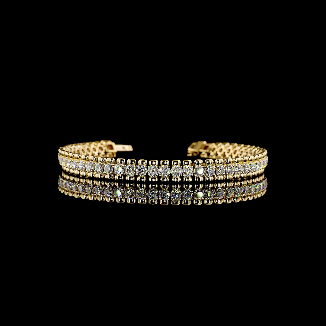 Lab-Grown Round Diamond Tennis Bracelet — Prong — 5.29 ct 14K YELLOW GOLD — Laura Milman New York