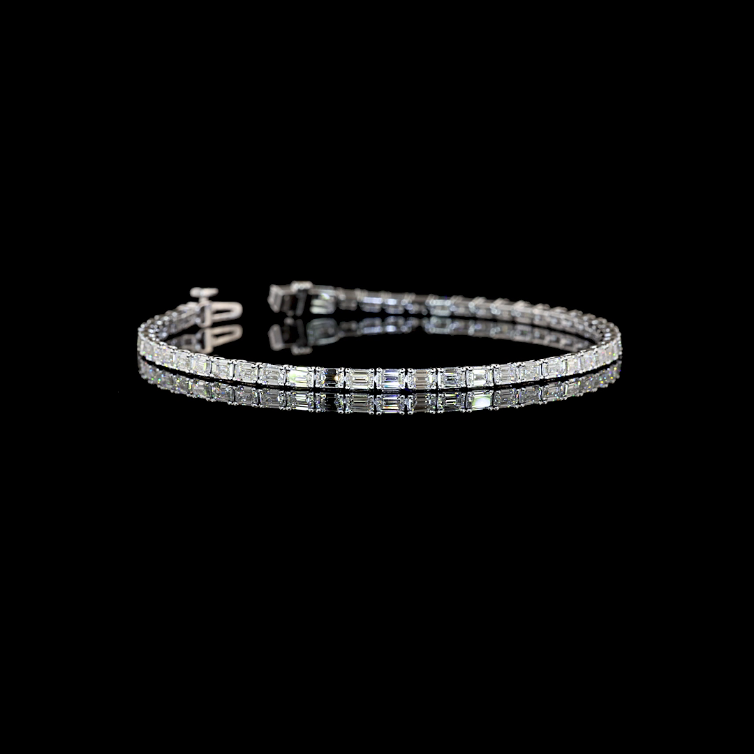 Lab-Grown Emerald Diamond Tennis Bracelet — Prong, East West — 5.03 ct 14K WHITE GOLD — Laura Milman New York