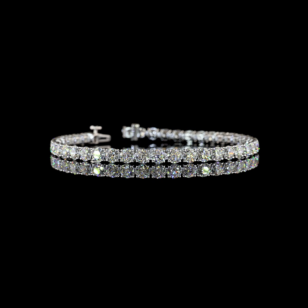 Lab-Grown Round Diamond Tennis Bracelet — Prong — 10.06 ct 14K WHITE GOLD — Laura Milman New York