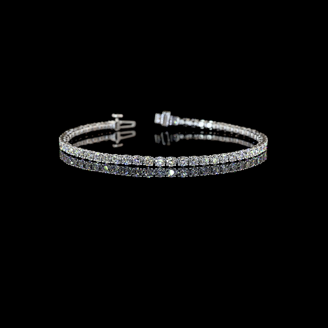 Lab-Grown Round Diamond Tennis Bracelet — Prong — 5.27 ct 14K WHITE GOLD — Laura Milman New York