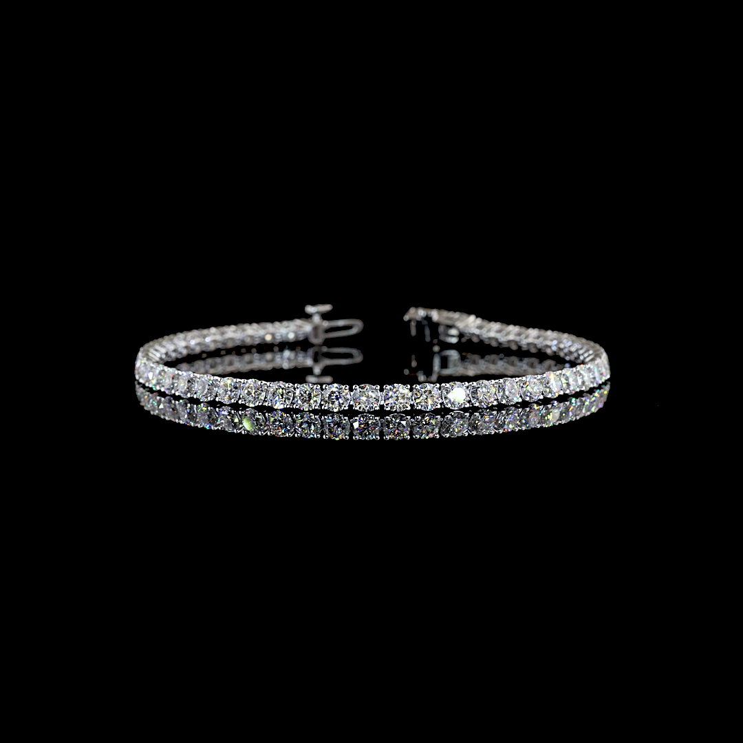 Lab-Grown Round Diamond Tennis Bracelet — Prong — 6.92 ct 14K WHITE GOLD — Laura Milman New York