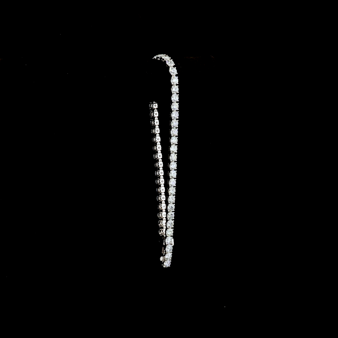 Lab-Grown Round Diamond Tennis Bracelet — Prong — 6.92 ct 14K WHITE GOLD — Laura Milman New York