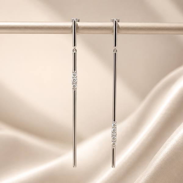 Diamond Bar Drop Earrings