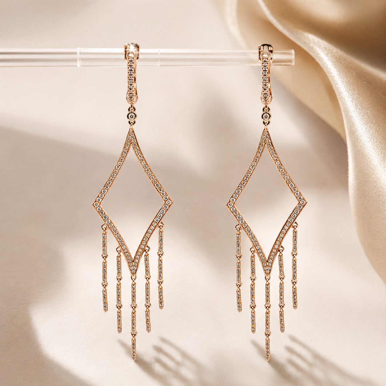Rose Gold Diamond Chandelier Earrings