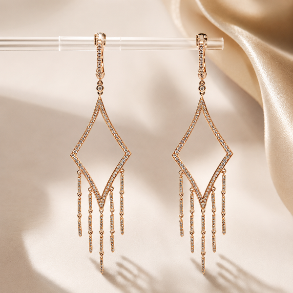 Rose Gold Diamond Chandelier Earrings