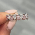 Pink and White Pear Diamond Band in 18K White and Rose Gold view 3