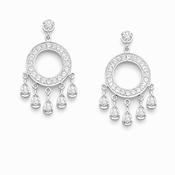 Fancy Chandelier Earrings in White Gold - Laura Milman New York