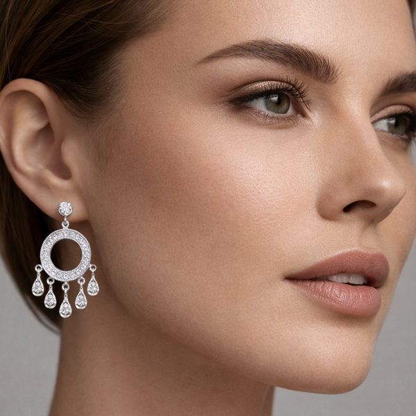 Fancy Chandelier Earrings in White Gold - Laura Milman New York