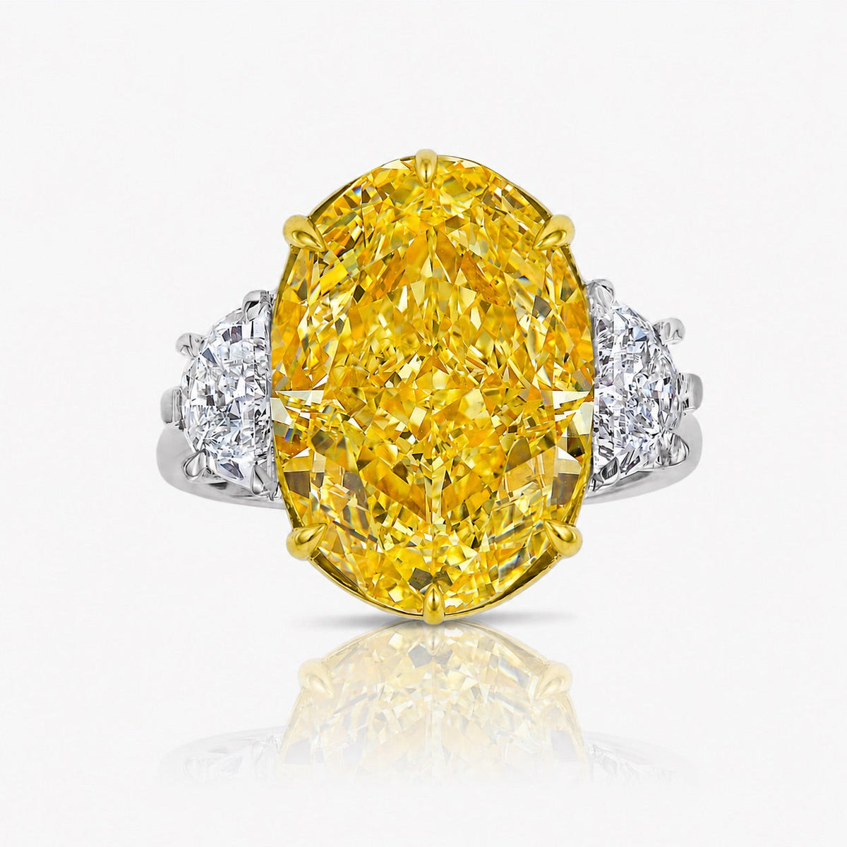 5.01ct Fancy Intense Yellow Oval Diamond Ring VS2 GIA — Laura Milman New York