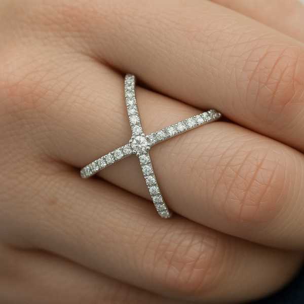 Trendy X Diamond Ring - Laura Milman New York