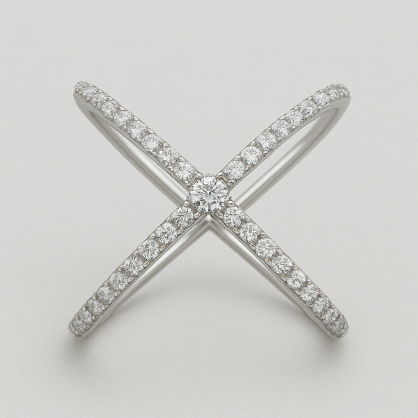 Trendy X Diamond Ring - Laura Milman New York