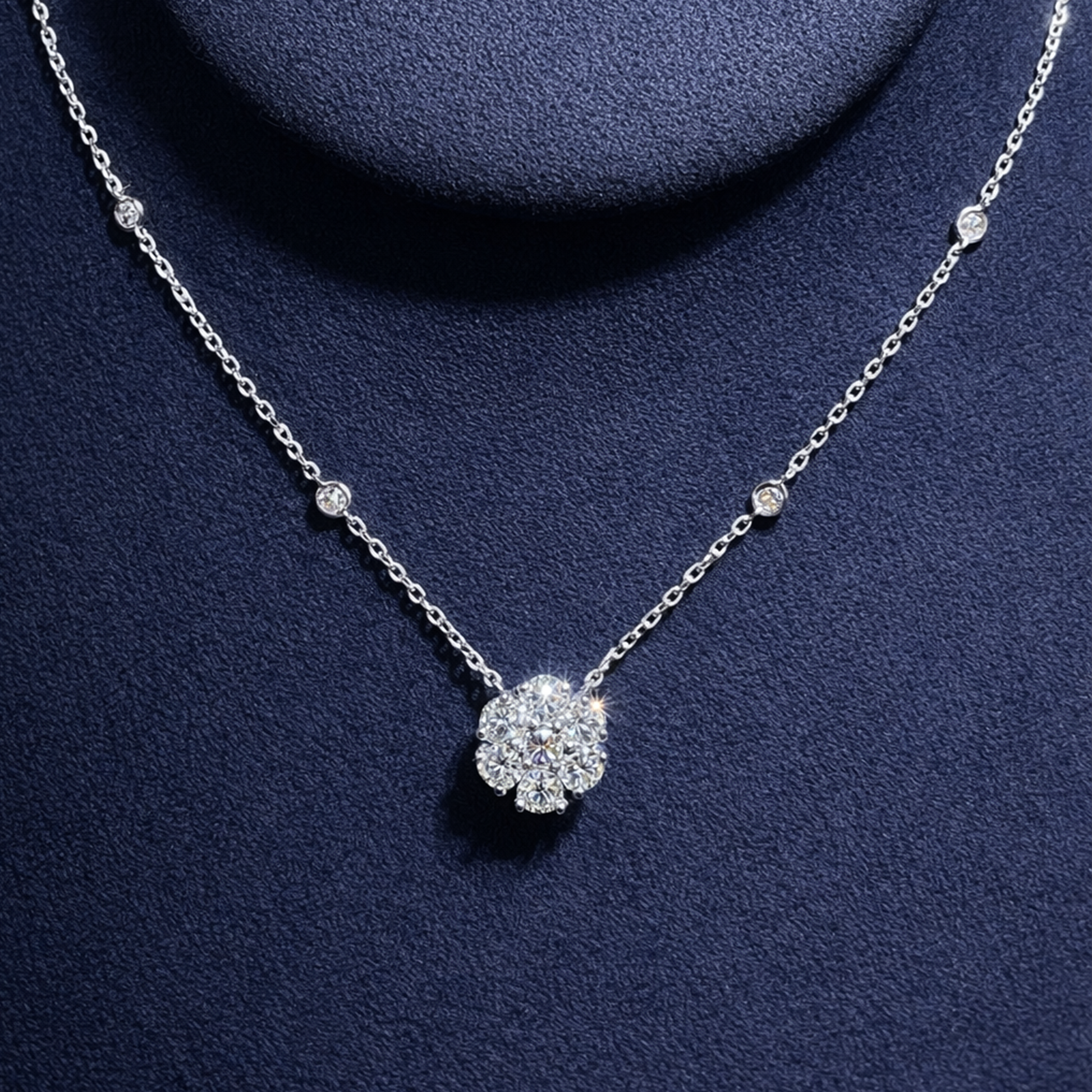 Cluster Diamond Pendant with Diamond by the Yard Chain - Laura Milman New York