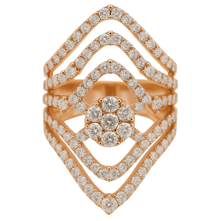 Cluster Diamond Statement Ring in 18K Rose Gold