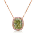 Fancy Grayish Yellowish Green Cushion Diamond Pendant in 14K Rose Gold view 1