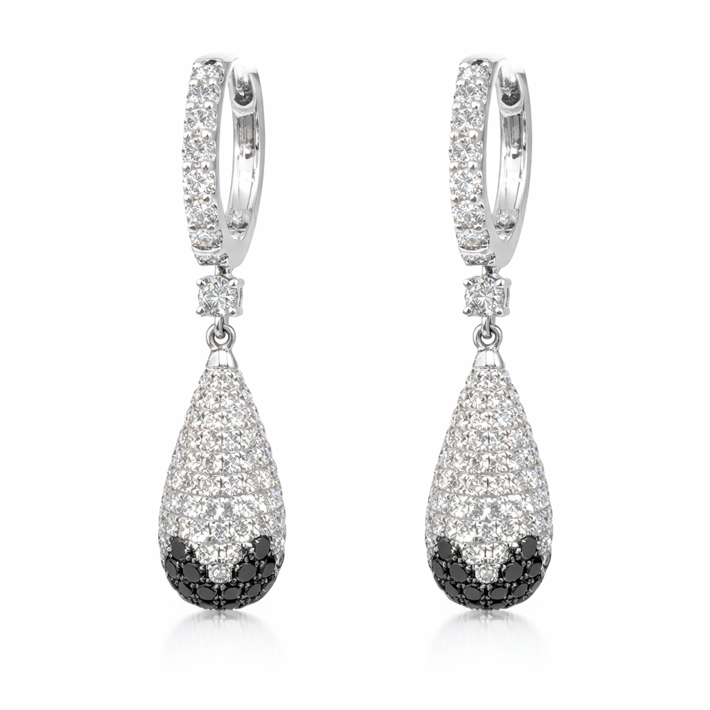 Black and White Diamond Drop Earrings - Laura Milman New York