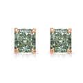 Green Chameleon Radiant Diamond Stud Earrings in 18K Rose Gold view 1