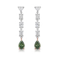 Green Chameleon Pear Diamond Earrings in 18K White and Rose Gold view 1