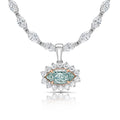 Light Green Marquise Diamond Pendant in Platinum and Rose Gold view 1