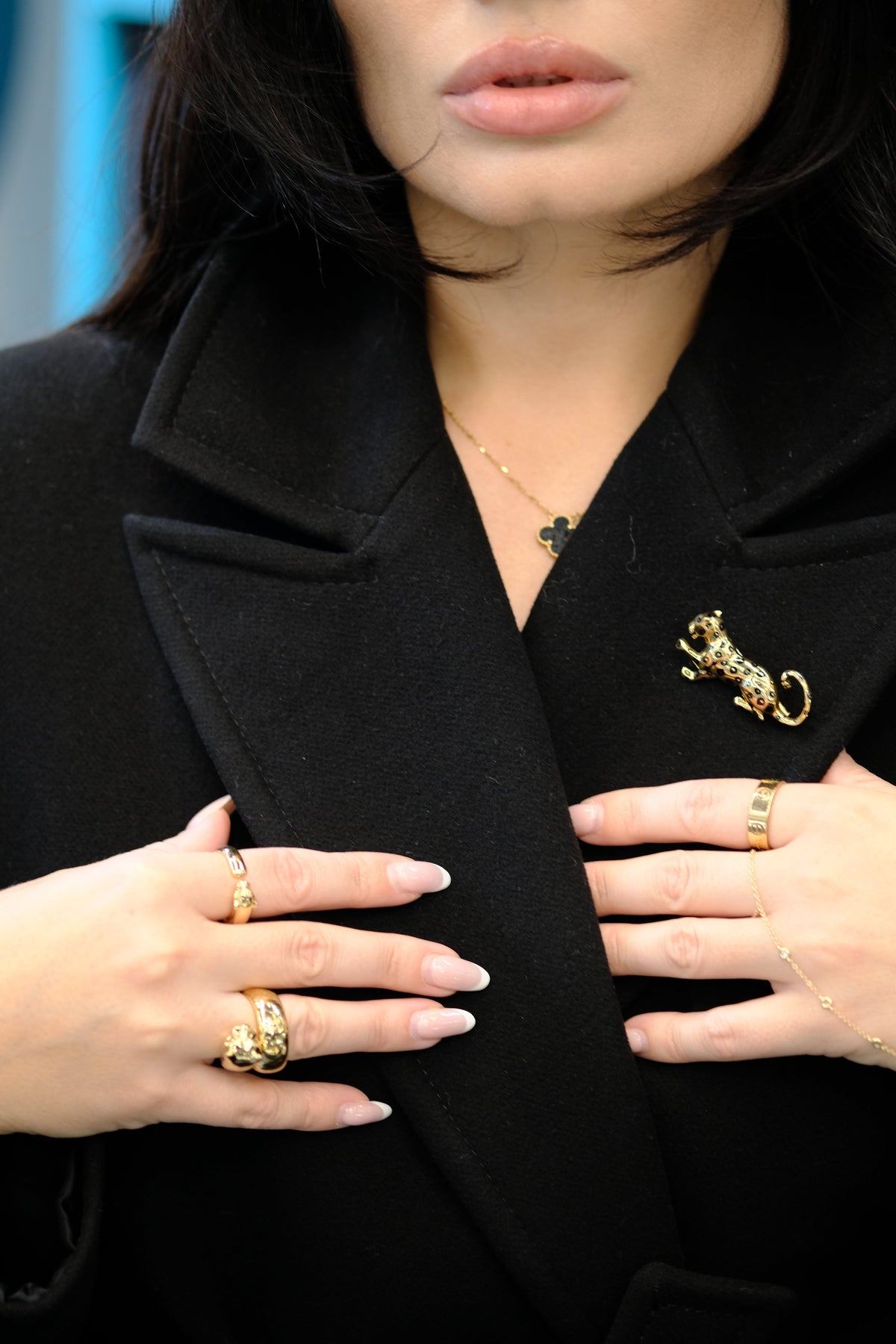 Cartier 18K Yellow Gold Panthere Black Enamel Spotted Brooch — view 5 — Laura Milman New York