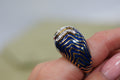 David Webb Platinum & 18K Yellow Gold Blue Enamel Bombe Diamond Ring view 6