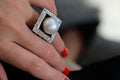 David Webb Platinum & 18K Yellow Gold Black Enamel, Pearl And Diamond Ring view 8