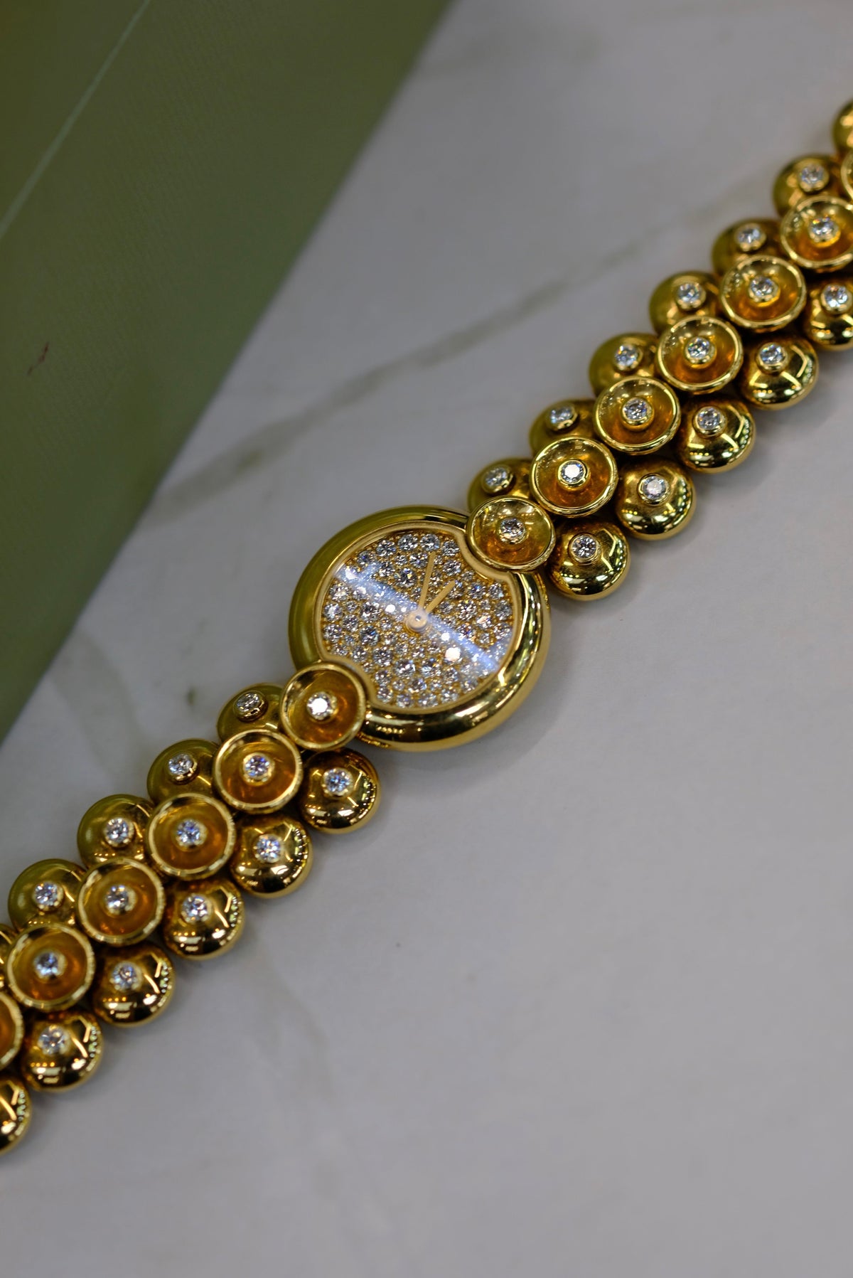 Pre-Owned Van Cleef & Arpels 18K Yellow Gold Bouton D'or Medium Model Diamond Dial Watch view 10 - Van Cleef & Arpels — Laura Milman New York