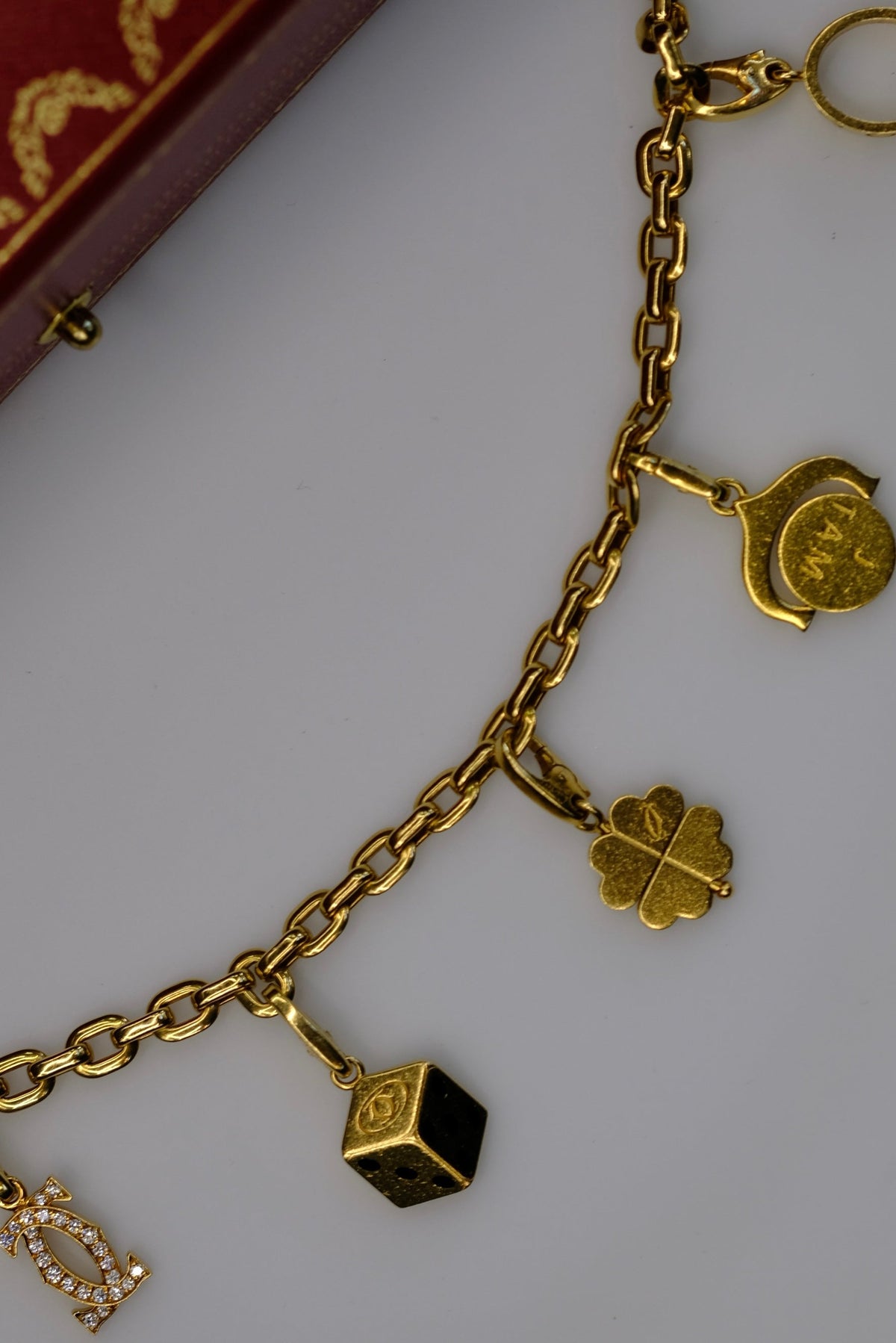 Cartier 18K Yellow Gold Five Charms Bracelet — view 8 — Laura Milman New York