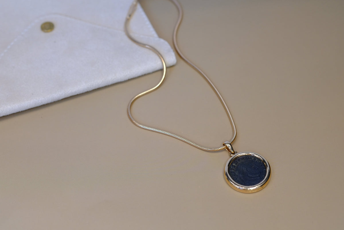 Bvlgari 18K Yellow Gold Monete Carthago-Severus Ad 305-306 Necklace — view 7 — Laura Milman New York