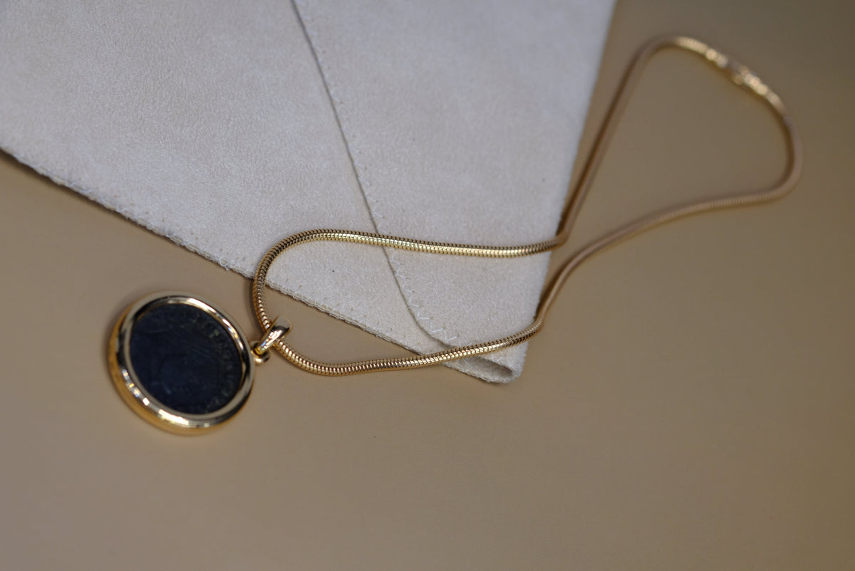 Bvlgari 18K Yellow Gold Monete Carthago-Severus Ad 305-306 Necklace — view 9 — Laura Milman New York