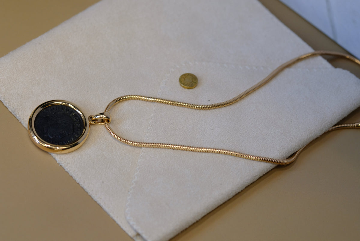 Bvlgari 18K Yellow Gold Monete Carthago-Severus Ad 305-306 Necklace — view 11 — Laura Milman New York