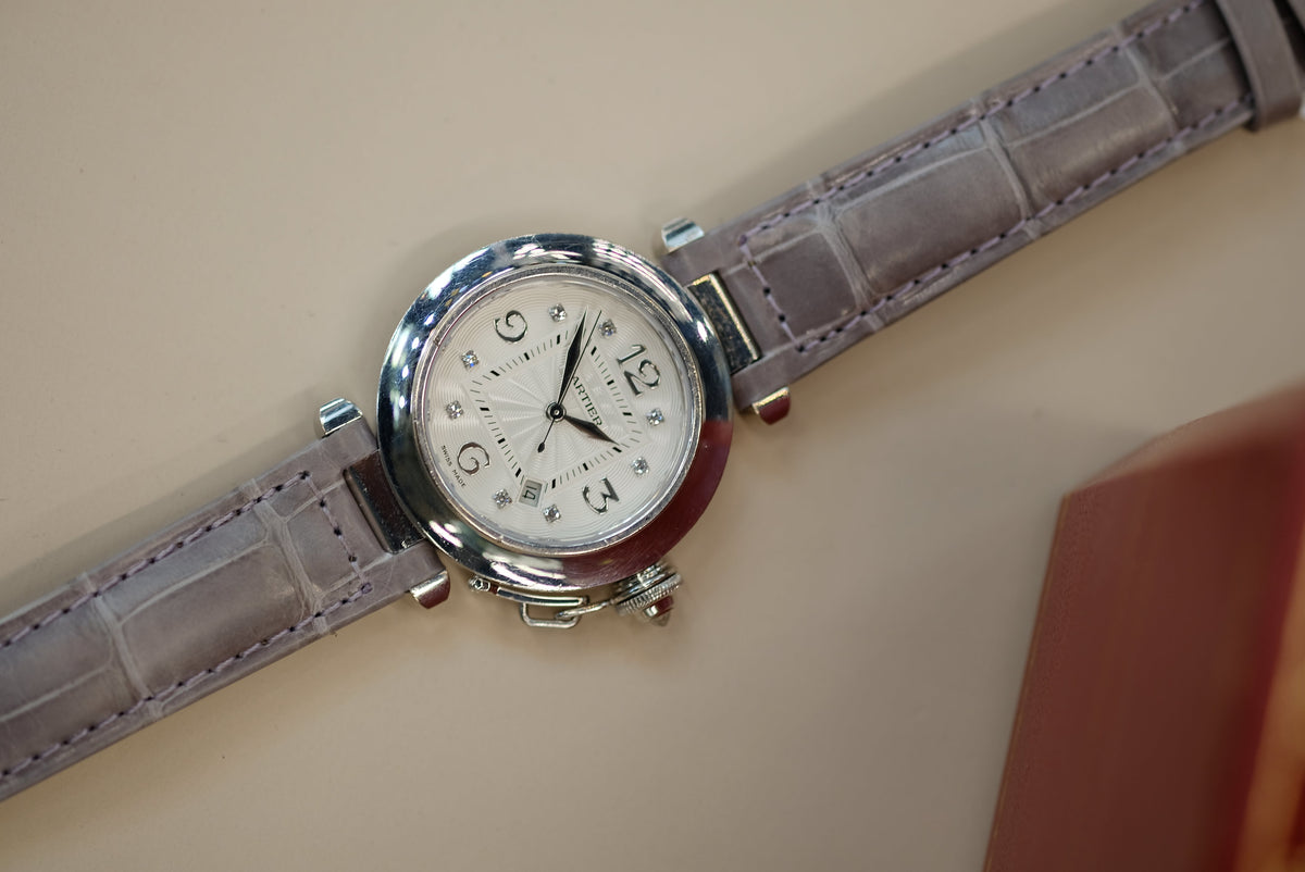 Pre-Owned Cartier Pasha 18K White Gold 32mm Dial Diamond Markers #2398 Watch — view 6 — Laura Milman New York