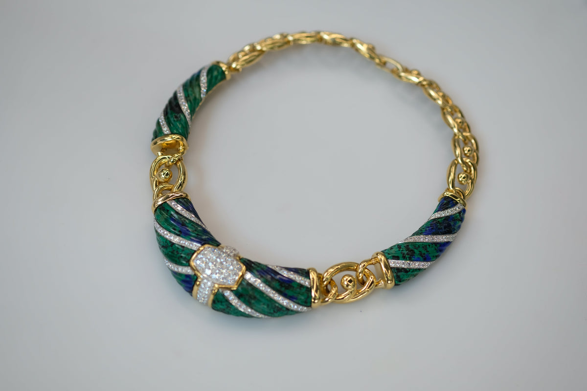 David Webb Platinum & 18K Yellow Gold Dinner Roll Necklace — view 6 — Laura Milman New York