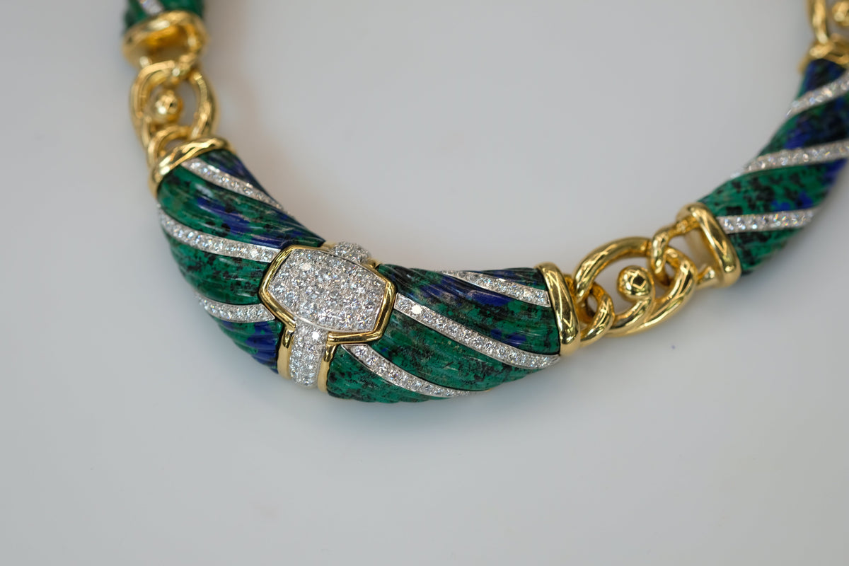 David Webb Platinum & 18K Yellow Gold Dinner Roll Necklace — view 7 — Laura Milman New York