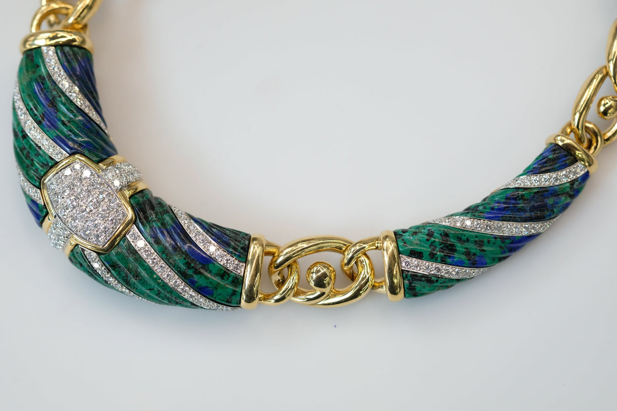 David Webb Platinum & 18K Yellow Gold Dinner Roll Necklace — view 8 — Laura Milman New York
