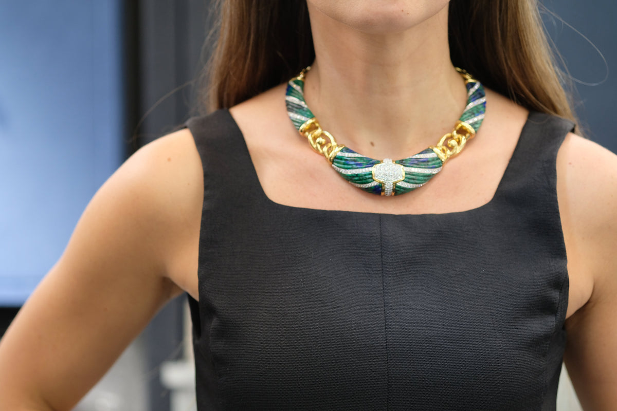 David Webb Platinum & 18K Yellow Gold Dinner Roll Necklace — view 9 — Laura Milman New York