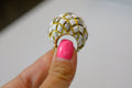 David Webb Platinum & 18K Yellow Gold White Enamel Dome Ring view 6