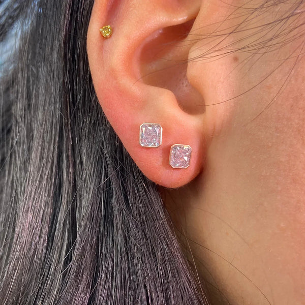 0.80ct & 0.76ct Bezel Pink Diamond Stud Earrings GIA — view 2