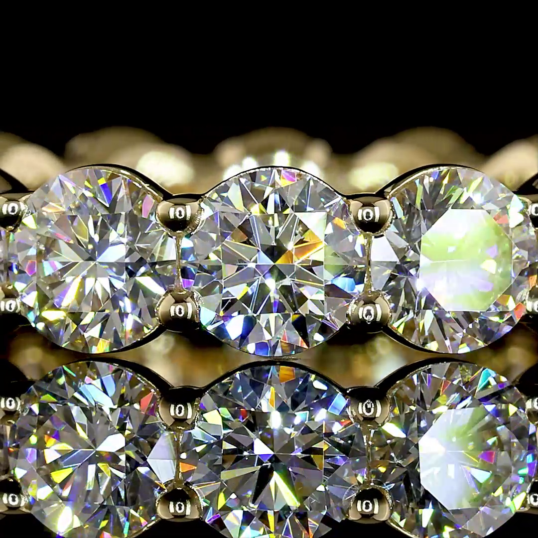 Lab-Grown Round Diamond Eternity Band — Prong — 4.49 ct 14K YELLOW GOLD — Laura Milman New York