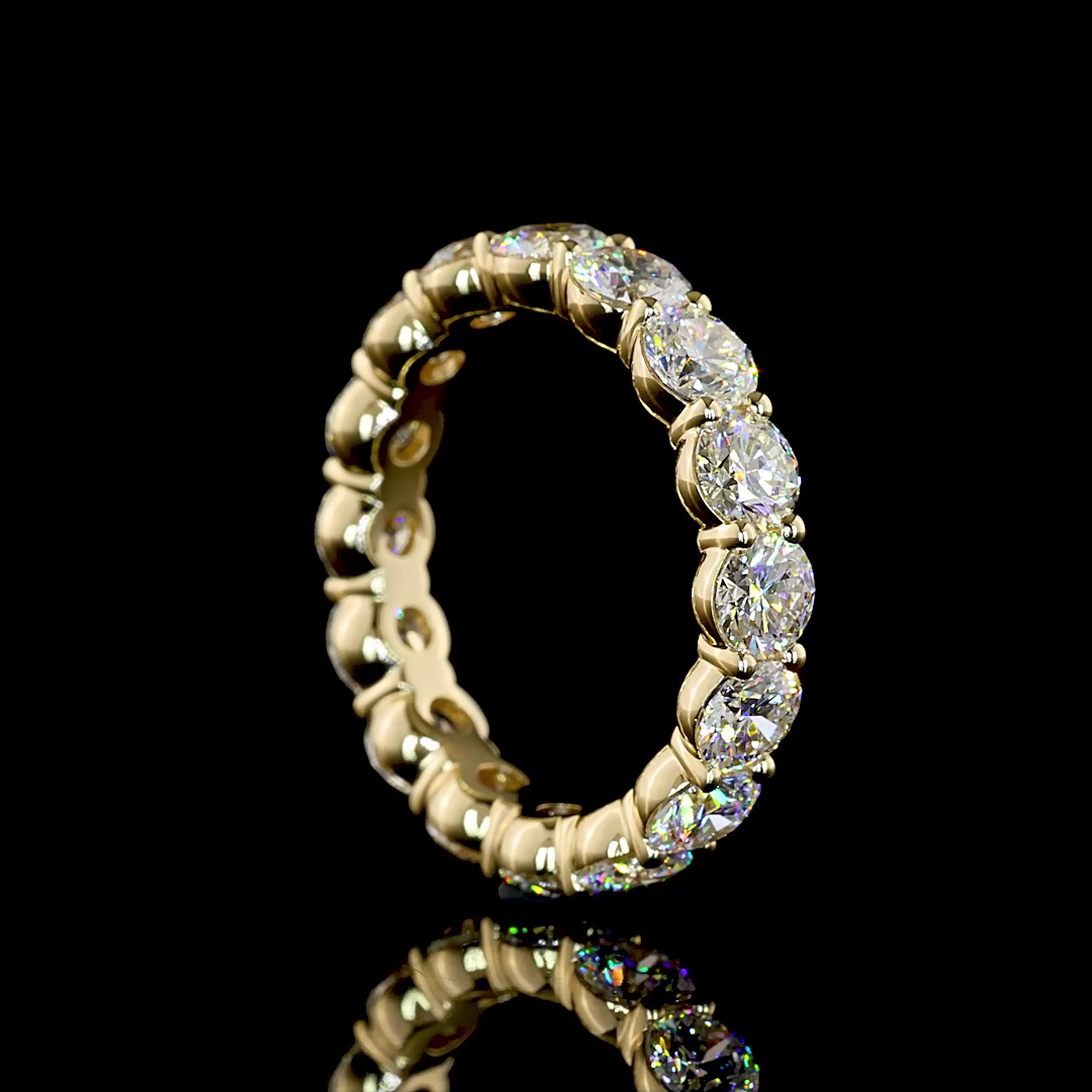Lab-Grown Round Diamond Eternity Band — Prong — 4.49 ct 14K YELLOW GOLD — Laura Milman New York