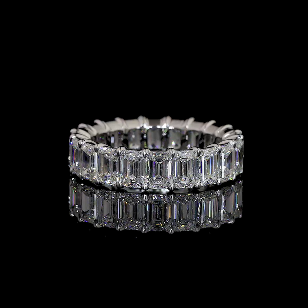 Lab-Grown Emerald Diamond Eternity Band — Prong, North South — 9.44 ct 14K WHITE GOLD