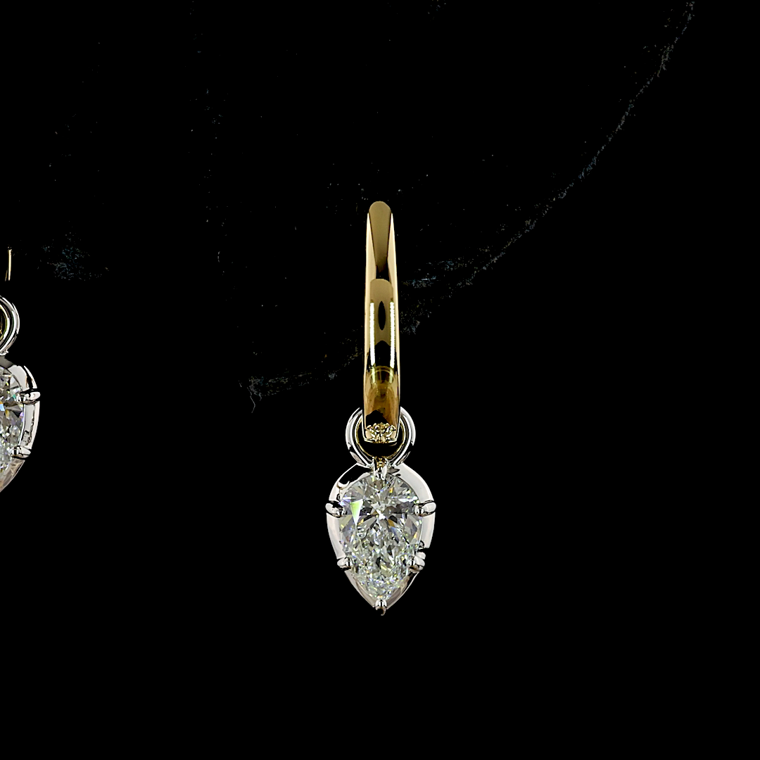 0.56 CT Pear Lab Grown Diamond Drop Earrings in 14K Two Tone — Laura Milman New York