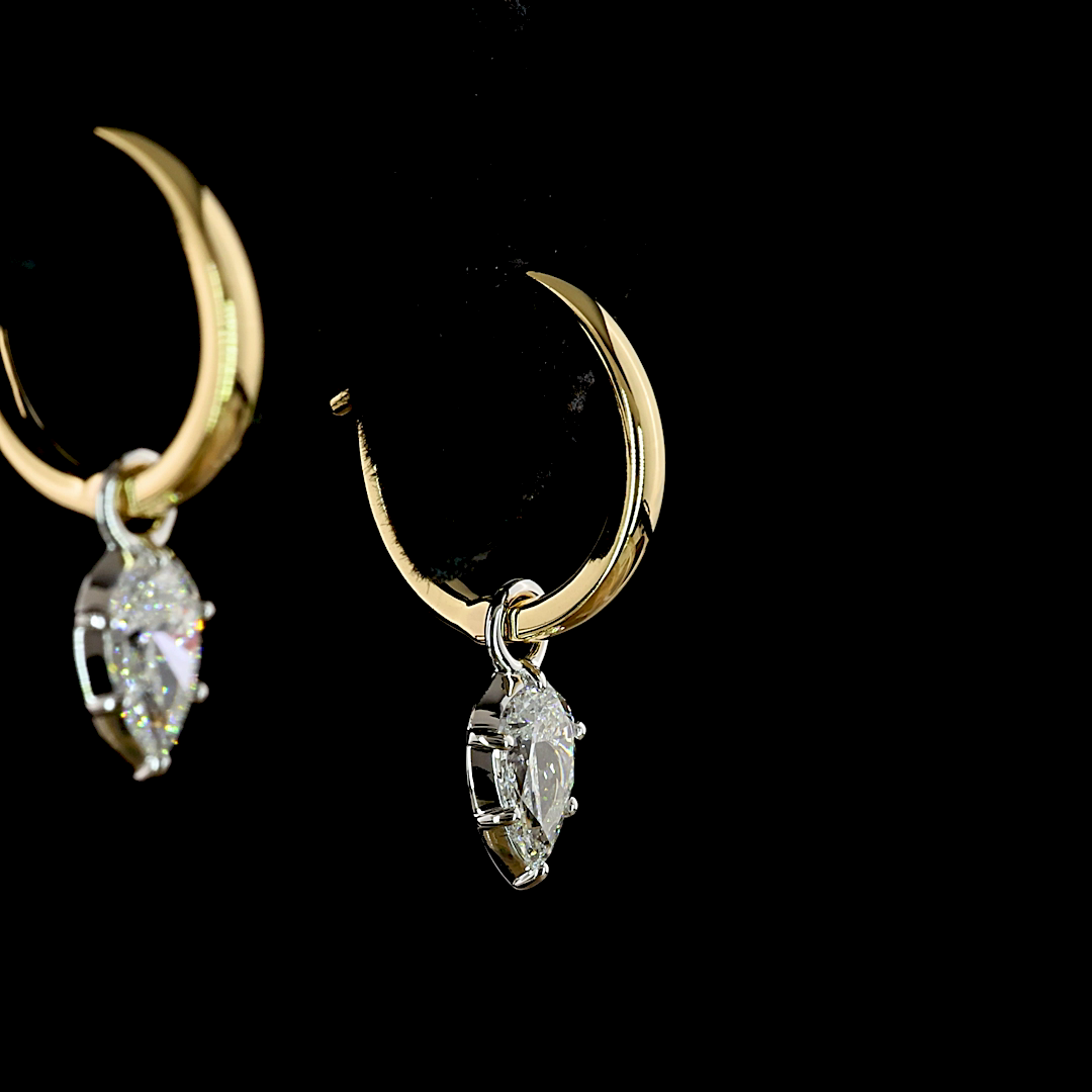 0.56 CT Pear Lab Grown Diamond Drop Earrings in 14K Two Tone — Laura Milman New York