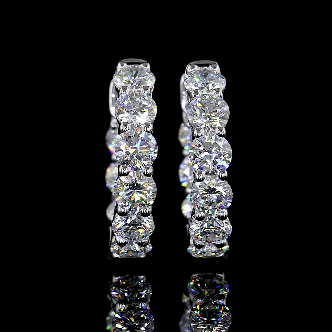 1.89 CT Round Lab Grown Diamond Huggie Earrings in 14K White Gold — Laura Milman New York