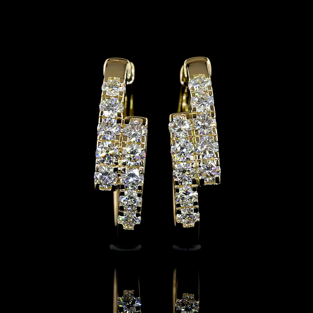 1.26 CT Round Lab Grown Diamond Huggie Earrings in 14K Yellow Gold — Laura Milman New York