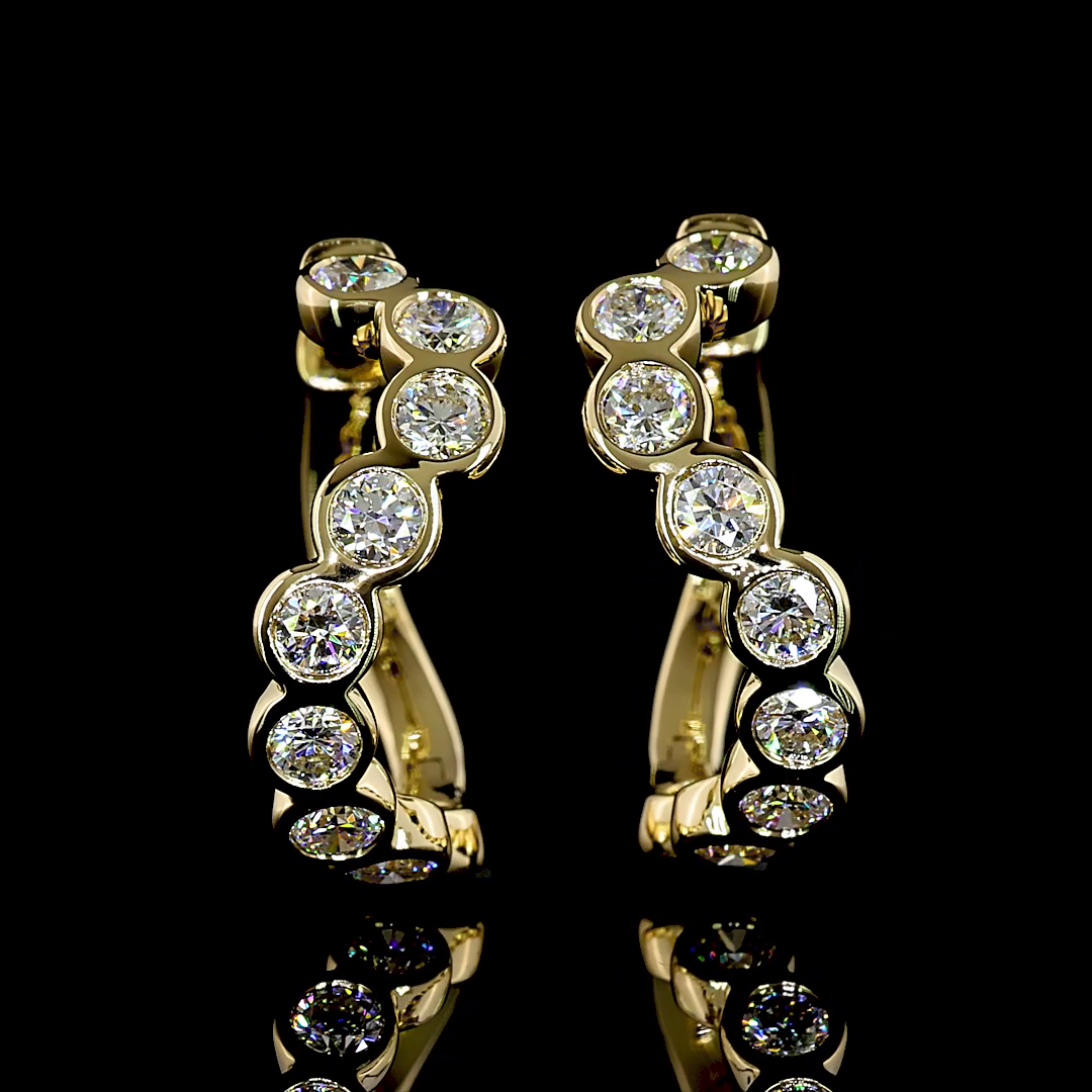 1 CT Round Lab Grown Diamond Huggie Earrings in 14K Yellow Gold — Laura Milman New York